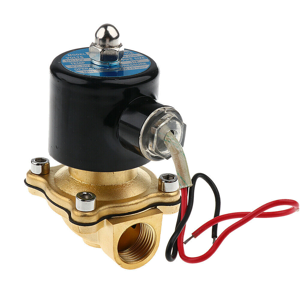 DC 12V 1/4 Inch Electric Solenoid Valve for Air Water+12V DC 1/2" Brass Electric