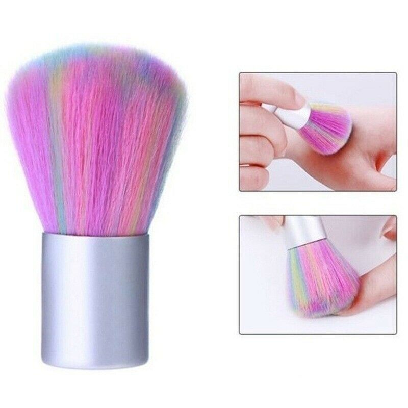 Nail Cleaning Brush Rainbow Soft Dust Remover Manicure Pedicure Care Tool Pink