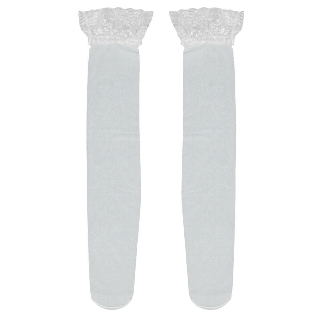 White Sheer Lace Top Thigh High Stockings