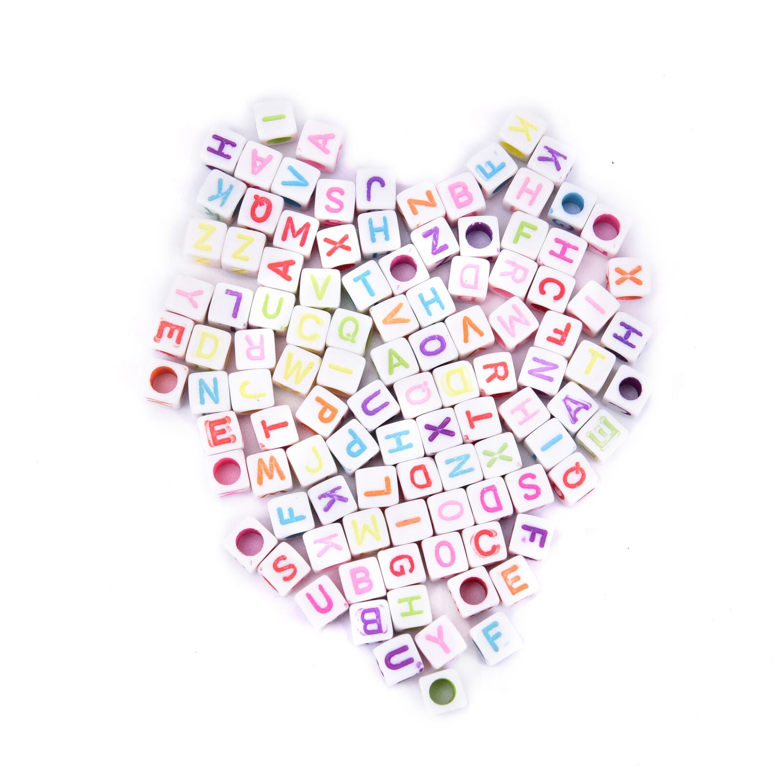 Mixed 6mm Acrylic Beads 100pc Square Alphabet Letter Charms DIY Jewelry M.l8