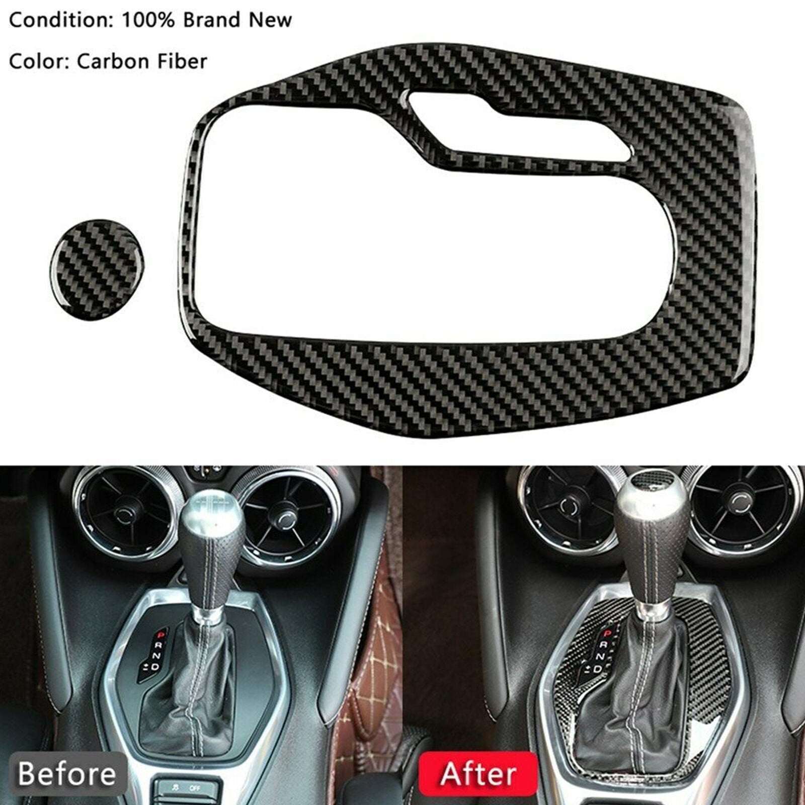 Carbon Fiber Car Gear Shift Panel Cover Trim Fit For Chevrolet Camaro 2017~2019