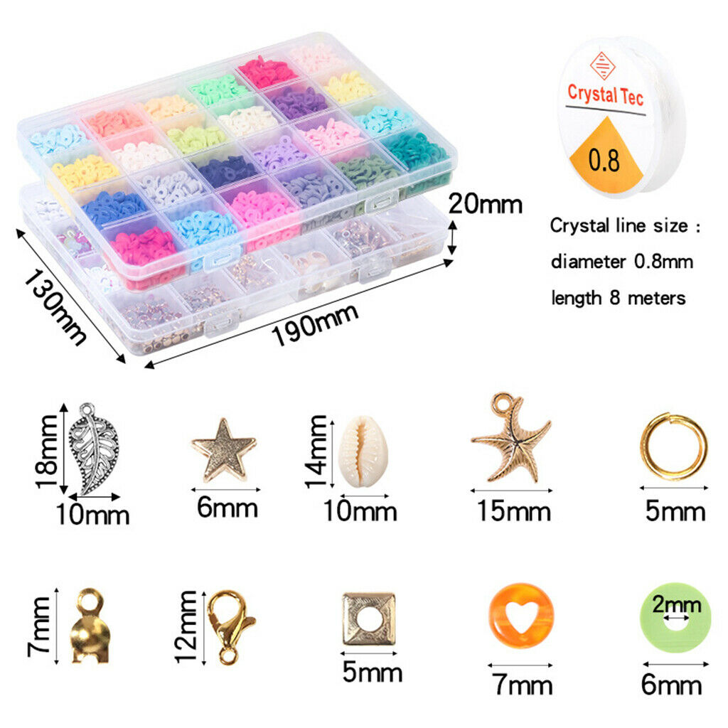 5848 Pcs Clay Heishi Beads Disc Beads Kit for Bracelets Necklace Handmade