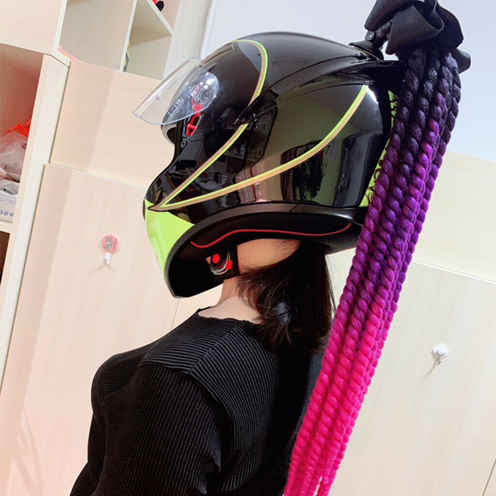 50-60cm Helmet Braids Ponytail & Suction Cup Fit for Motorcycle A0313-2