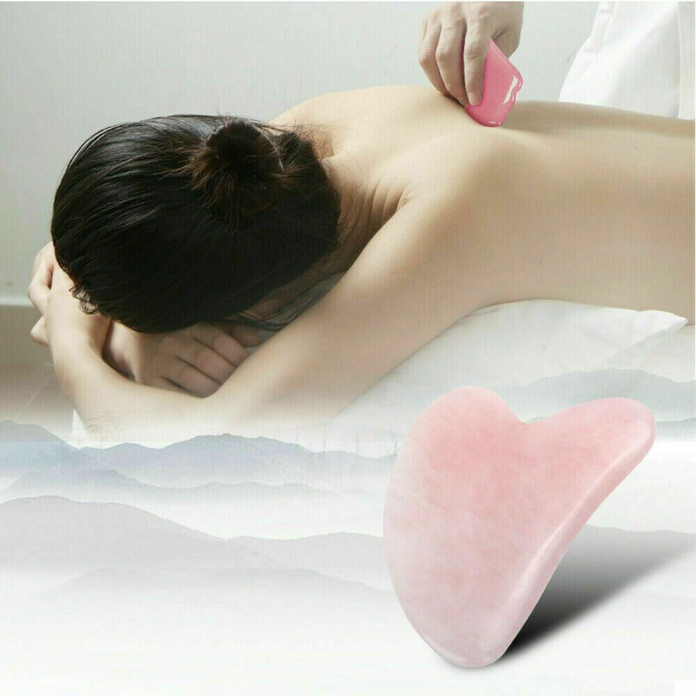 Effective Natural Rose Quartz Gua Sha Guasha Board Face Body SPA Massage Tool