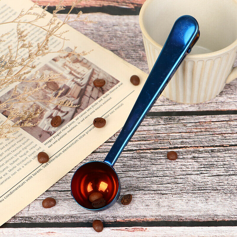 Coffee Spoon With Long Handle And Clip For Kitchen Milk Seasoning SealingBDAU