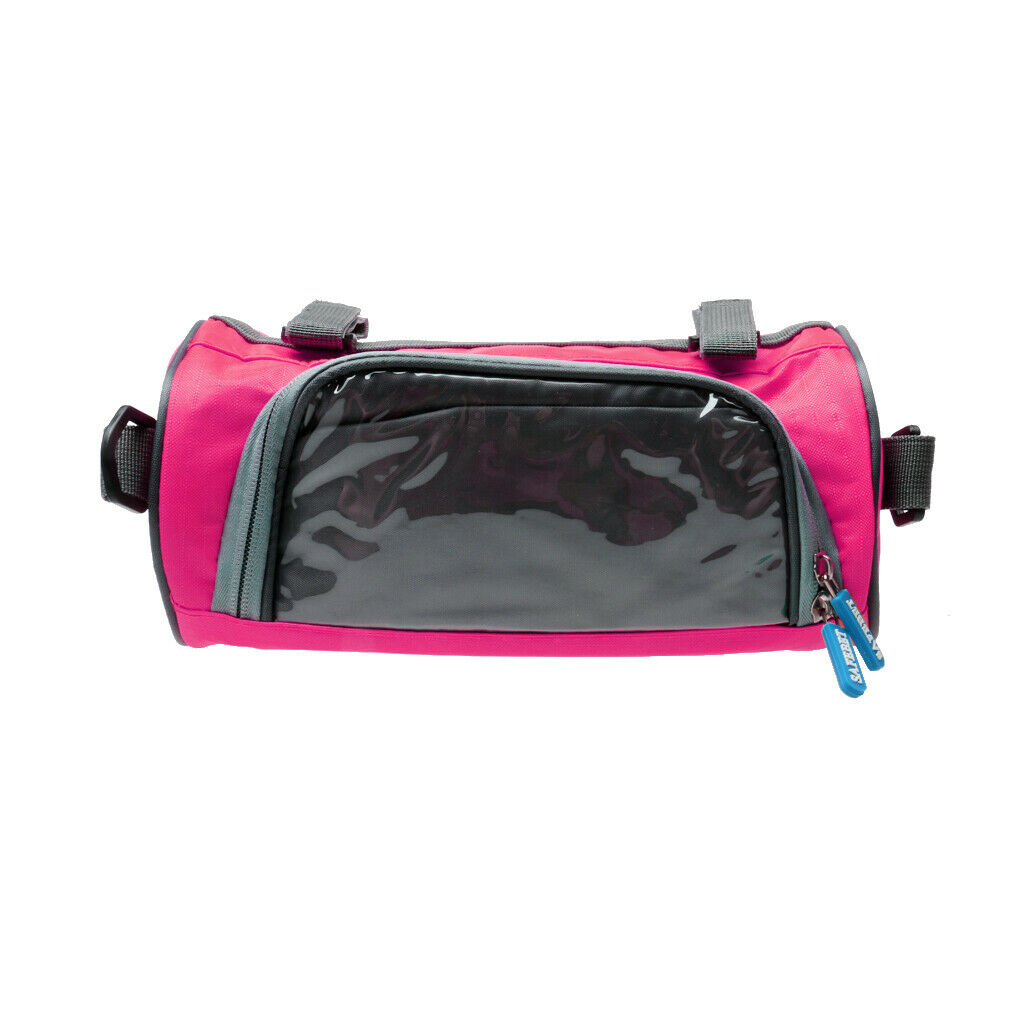 Bicycle Mobile Phone Pouch Handlebar Bag with Touch Screen Round Pink