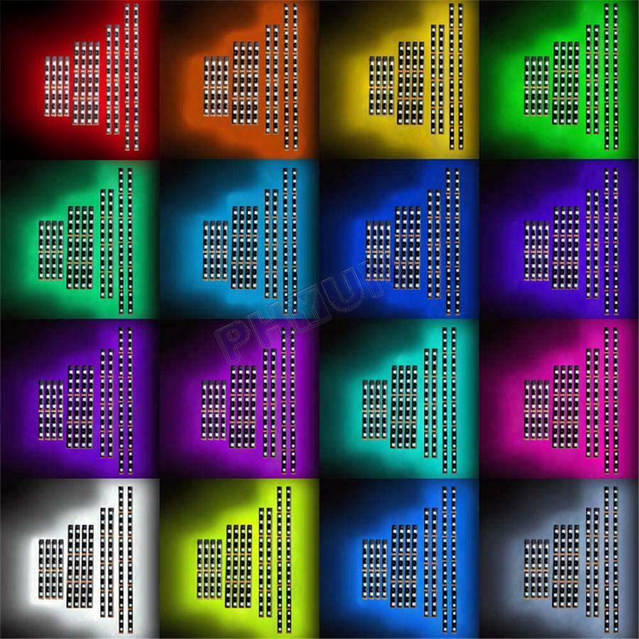 12x Motorcycle Scooter RGB LED Neon Under Glow Lights Strip Kit DC 12V Universal