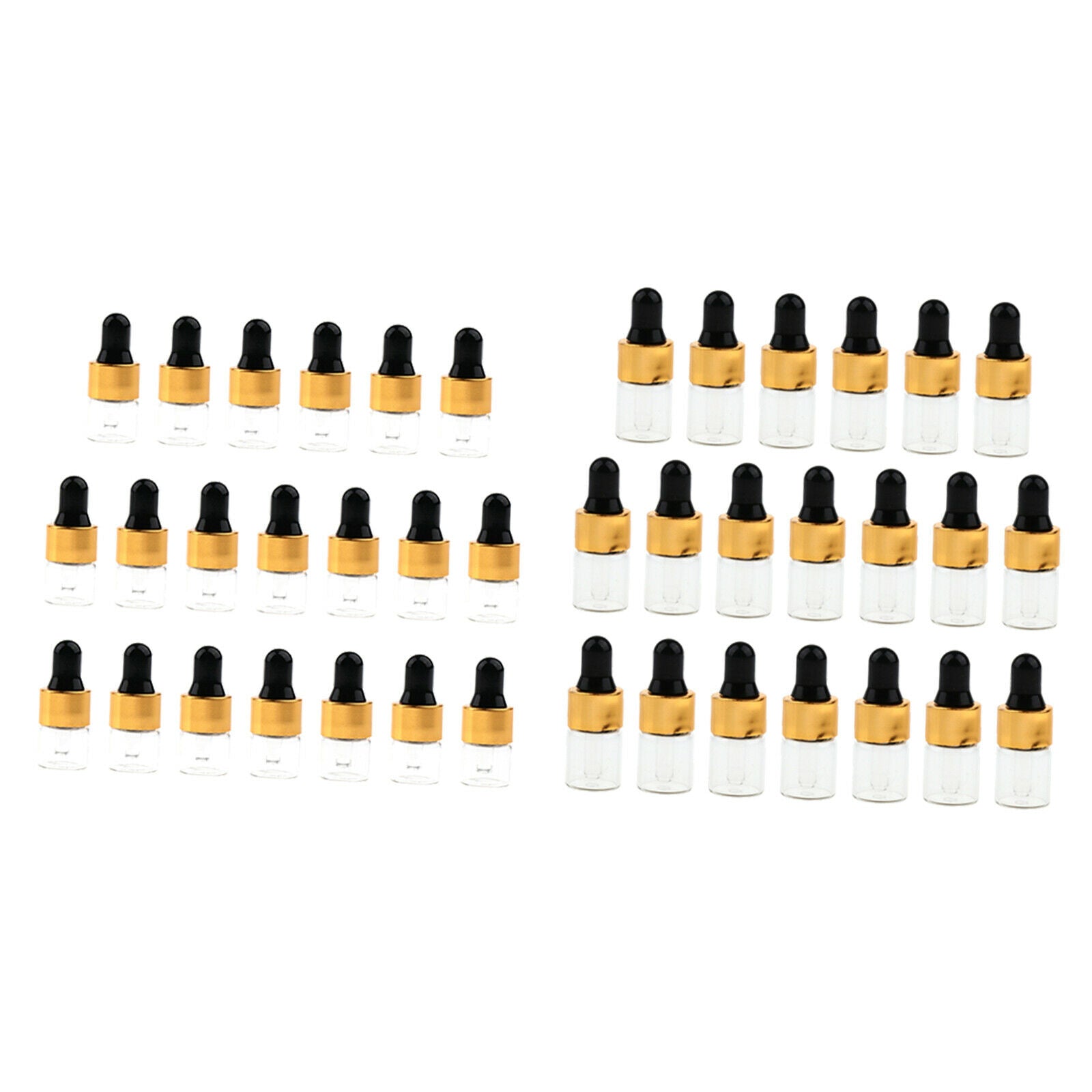 40 Pieces Travel Empty Glass Essential Oil Refillable Dropper Bottles 1+2ML