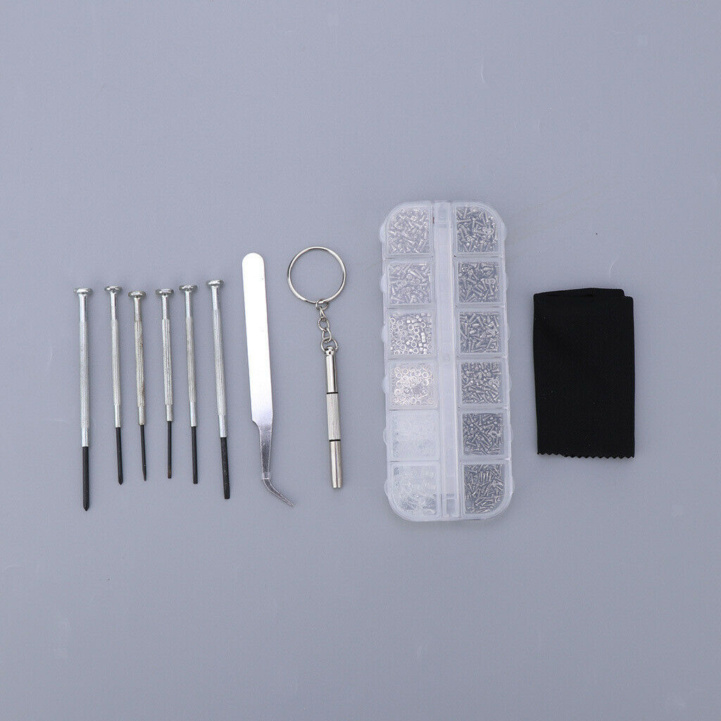 1100pcs Eyeglass Screws Nuts Screwdriver Tweezers Glasses Repair Tool Kit