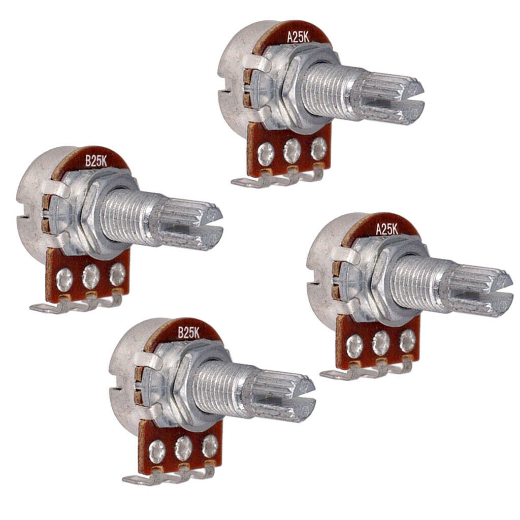 4Pcs Pots Log A & Linear B 25K Guitar Volume Tone Control Potentiometer