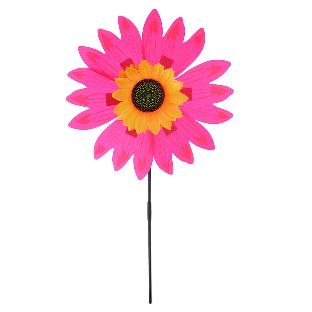 2PCS Sunflower Wind Spinner Windmill Outside Yard Garden Ornament for Kids