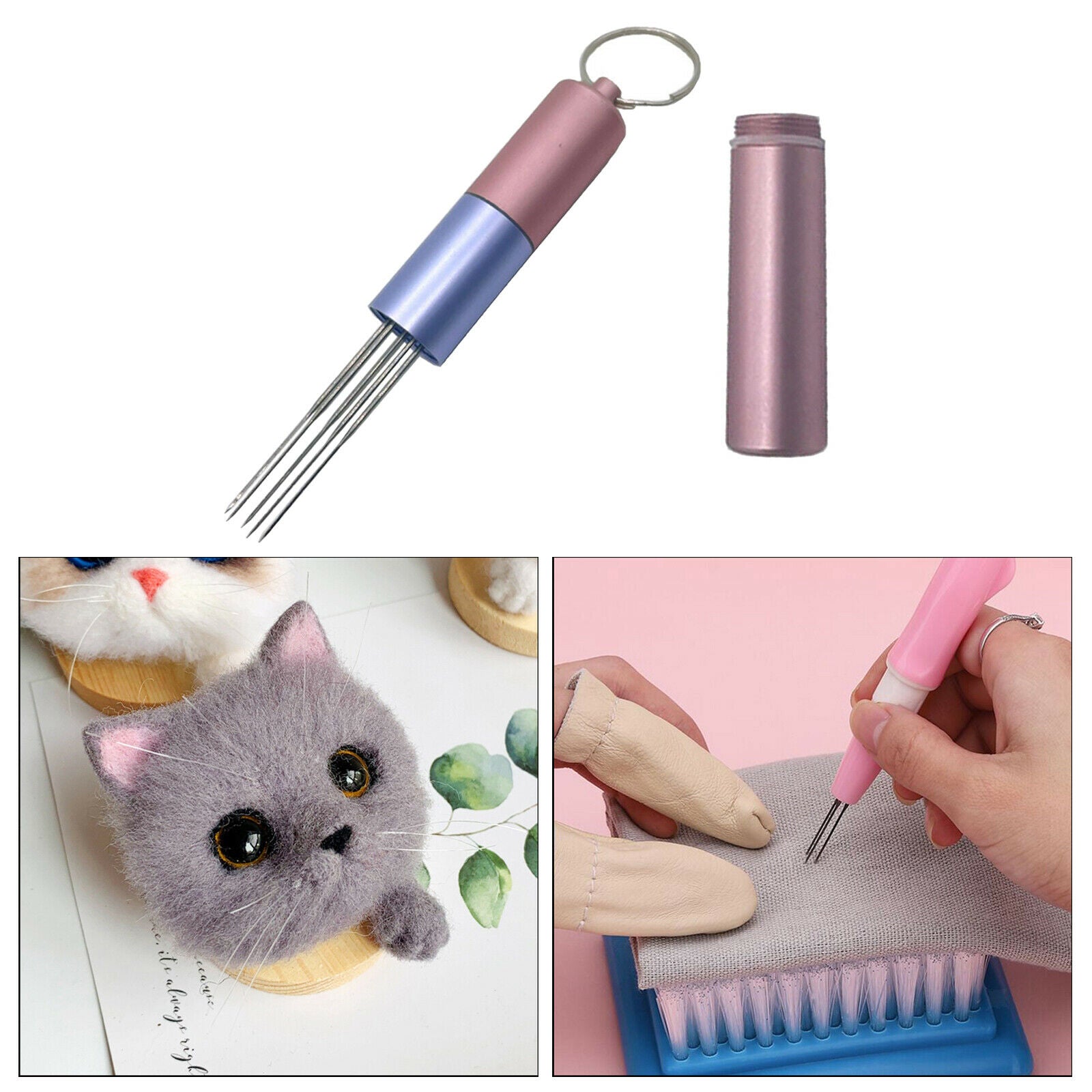 Felting Needle Handle with 6 Needles Wool Embroidery Sewing Tool Supplies