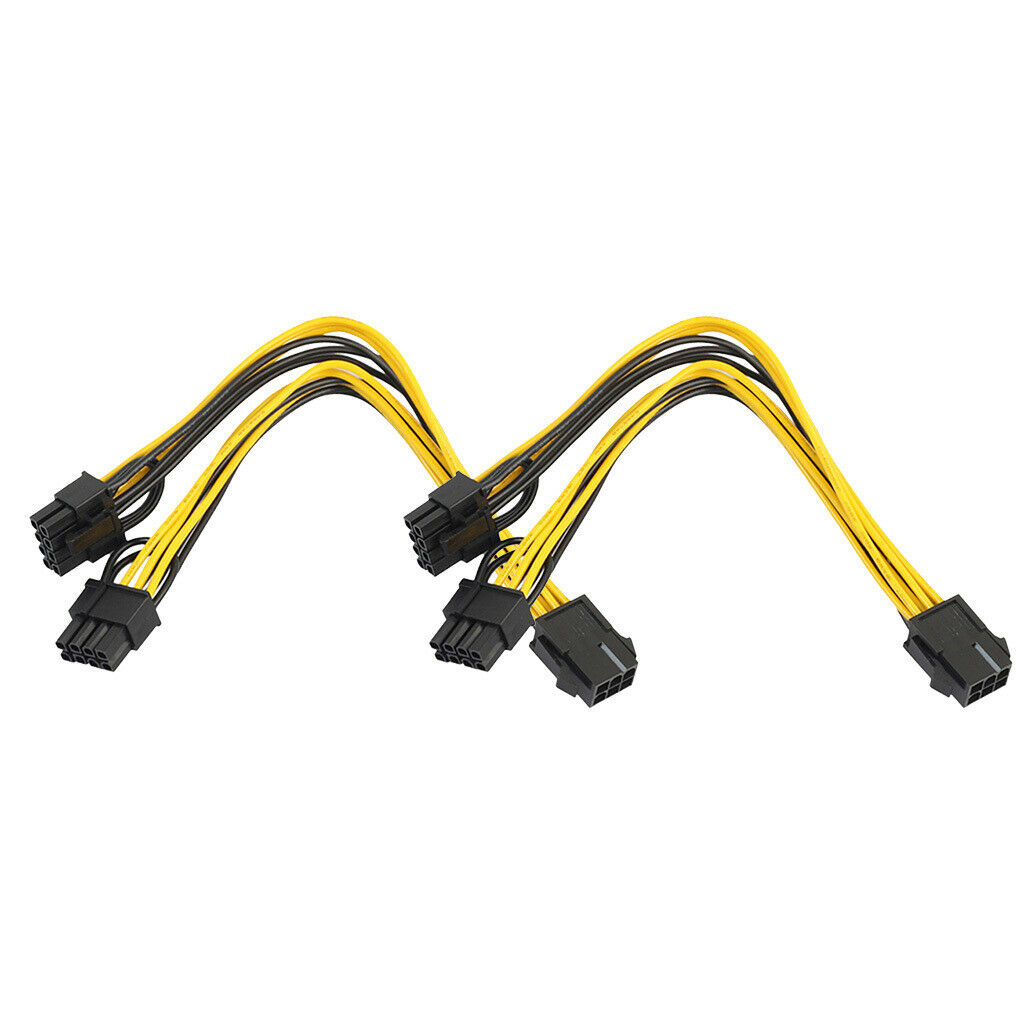 prettyia 2x 6Pin to Dual 2x 8 Pin (6+2)   Power Cable for Graphics Card