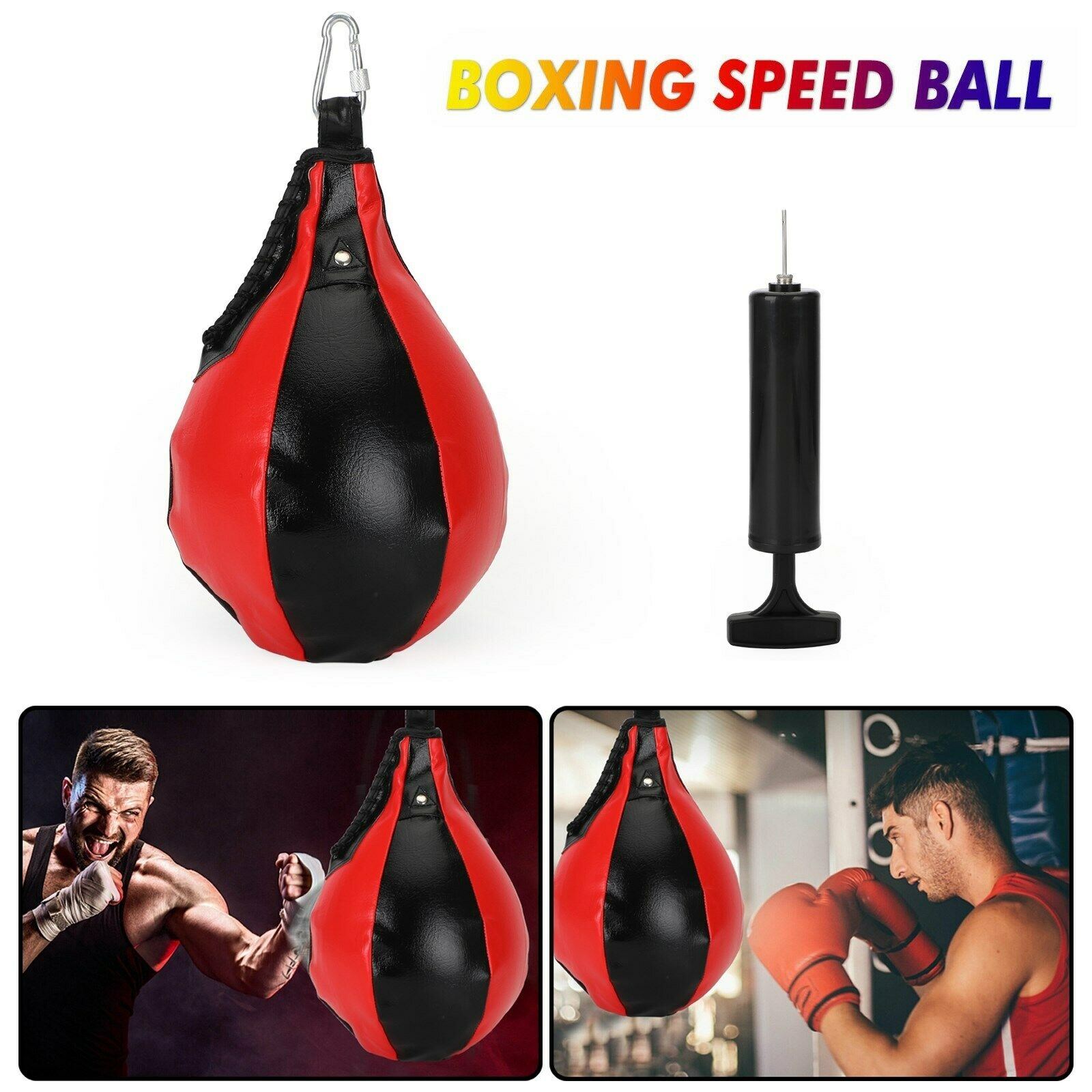 Leather Speed Bag Boxing Speed Ball MMA Kickboxing Training + Inflator B