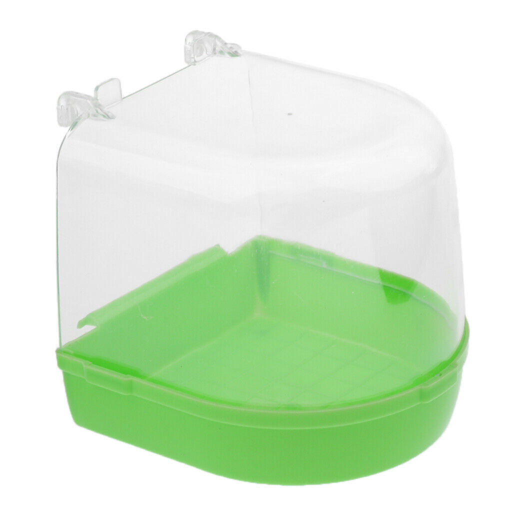 2x Bird Bathtub Bath Box Bowl Cage Accessory for Parrots Crested Myna Green