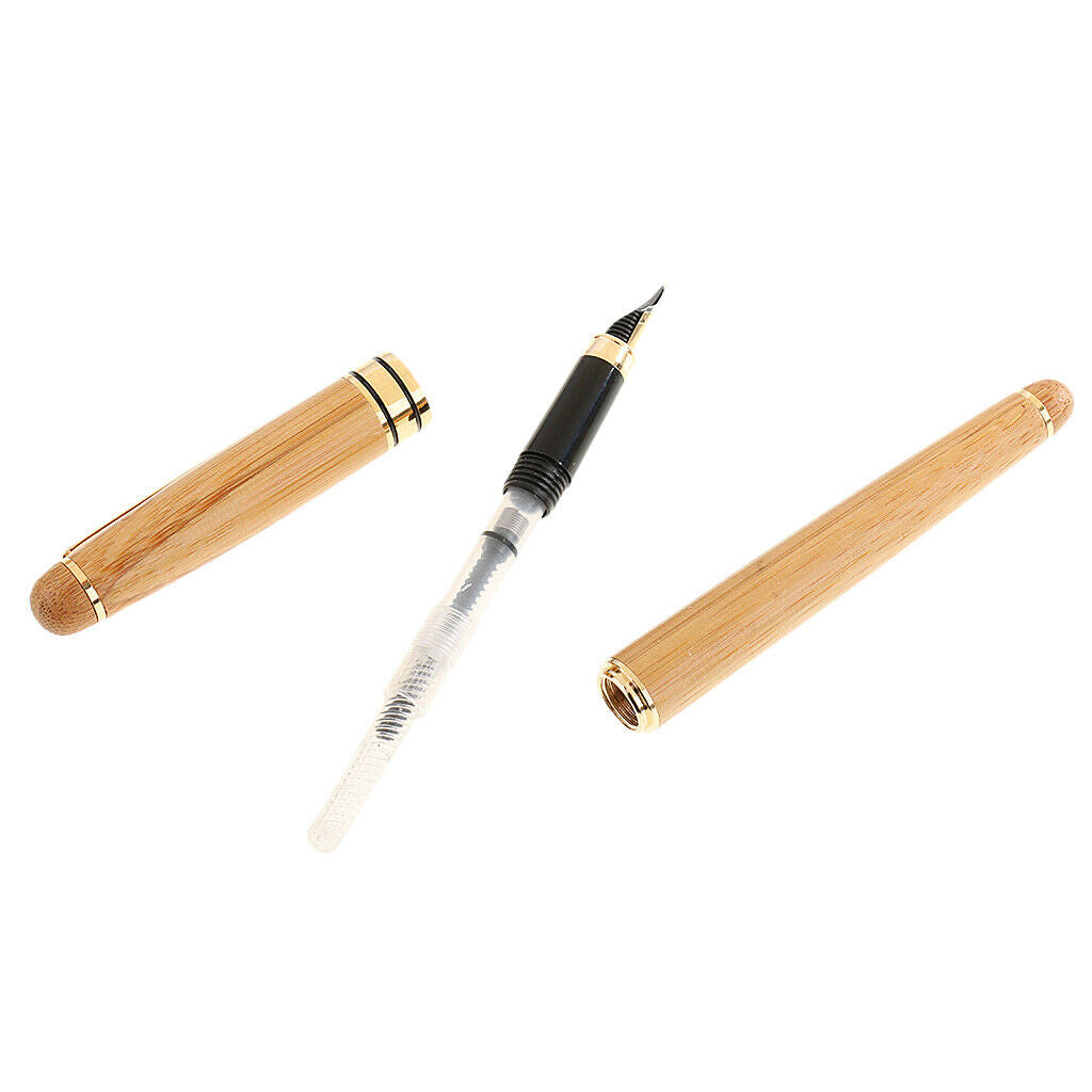 Finest Bamboo Fountain Pen Souvenir Collectible Decoration Golden 14.5cm