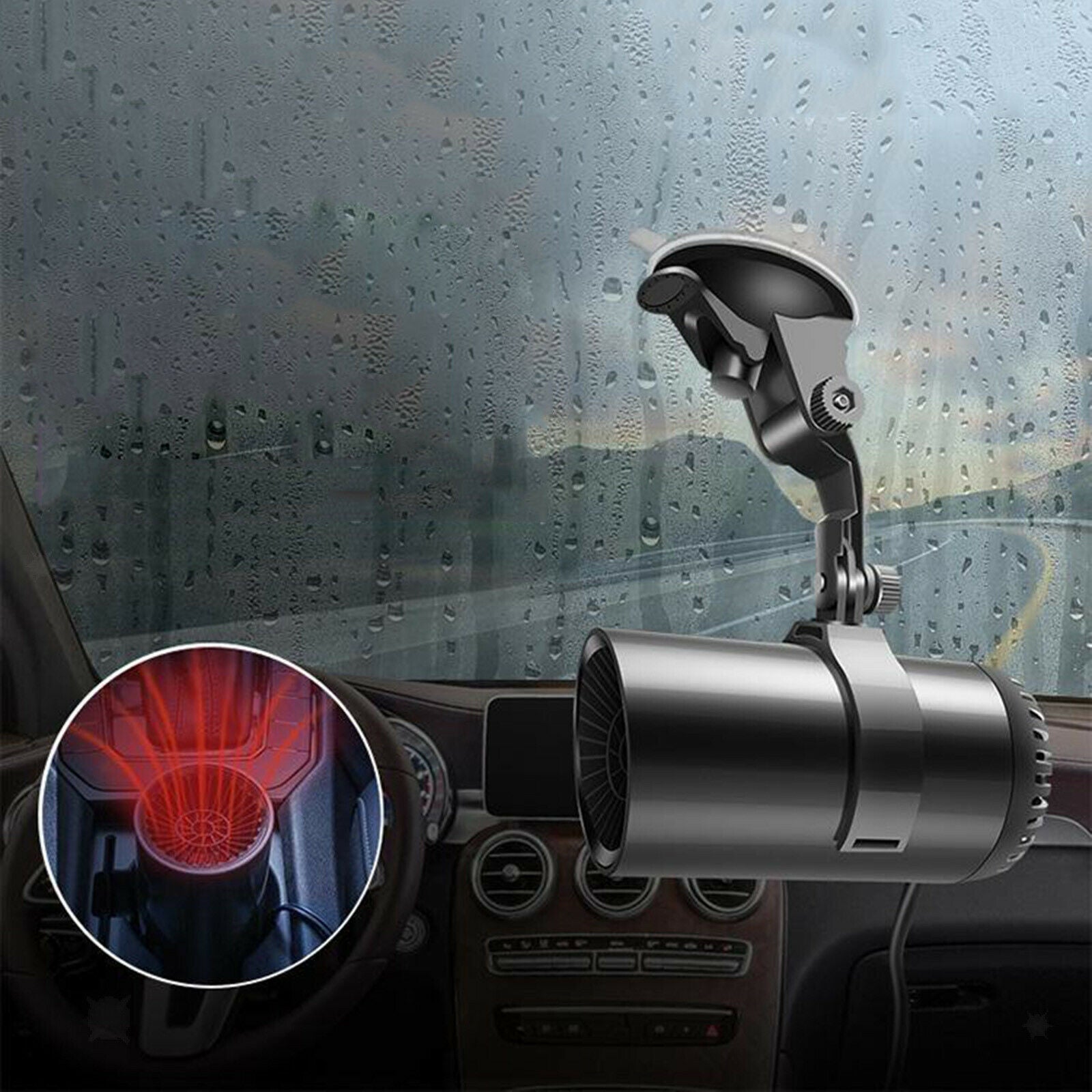 12V 65W Portable Car Heater Windshield Heater Fan Windscreen Defrost Defogger