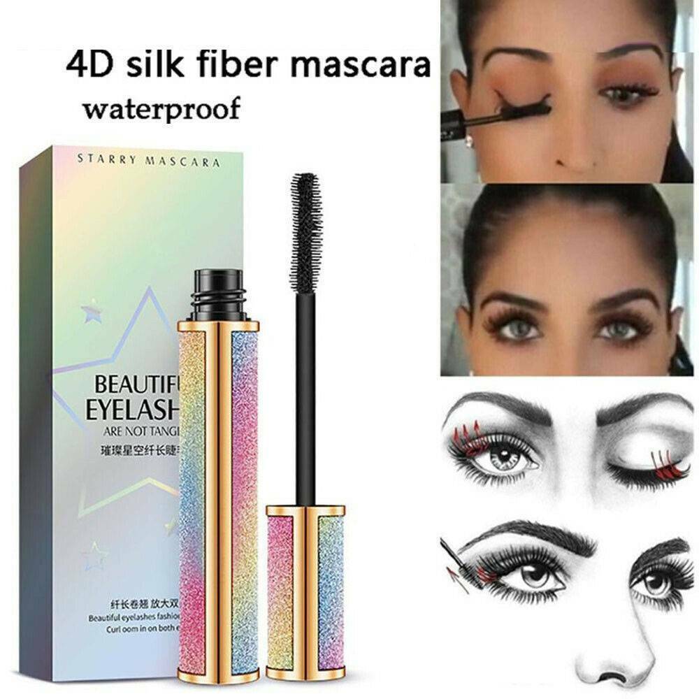 Black 4D Starry Silk Fiber Lash Waterproof Lengthening Thick Eye Lashes