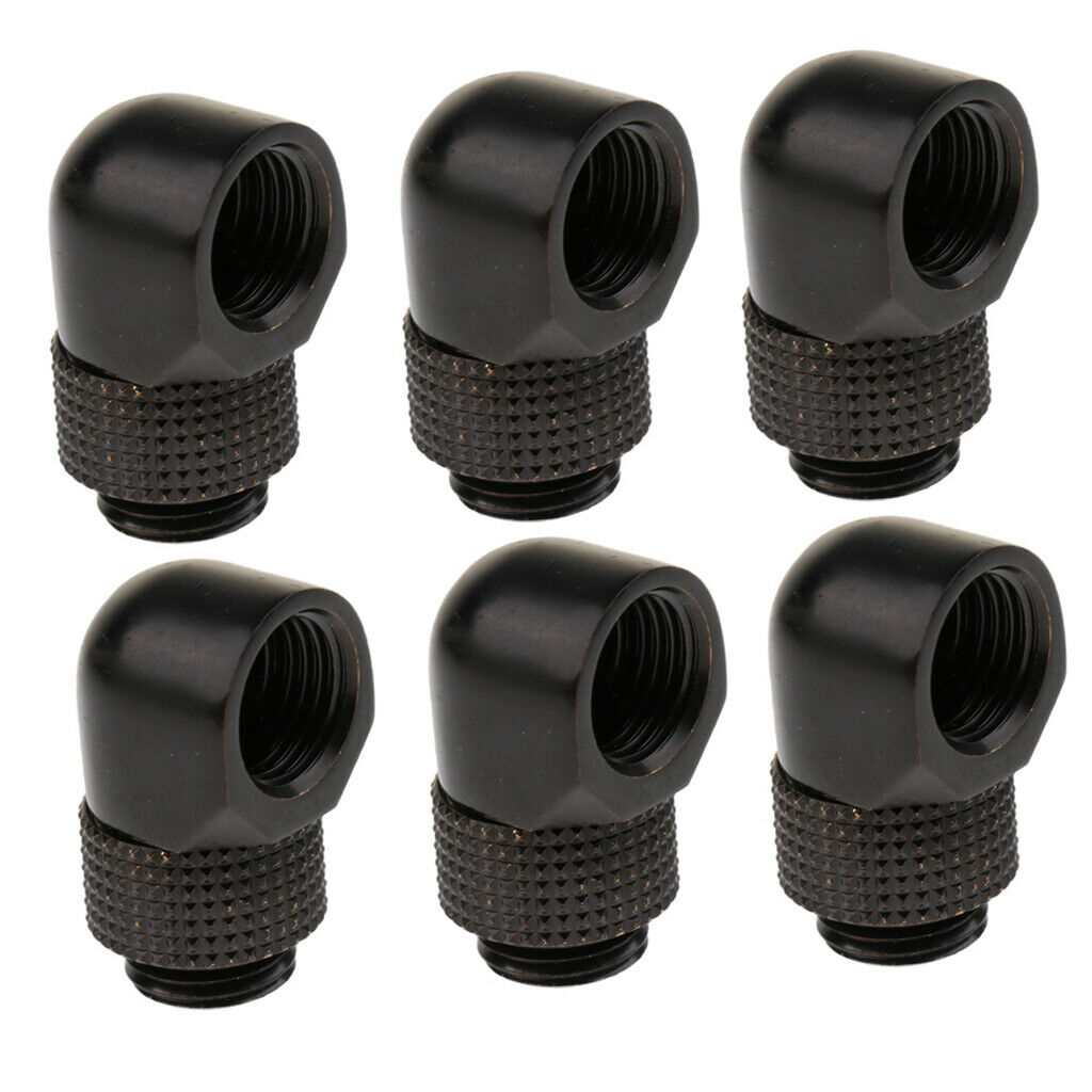 6x G1/4'' 90 Rotary Extender Fitting Adapter Water Cooling Connectors