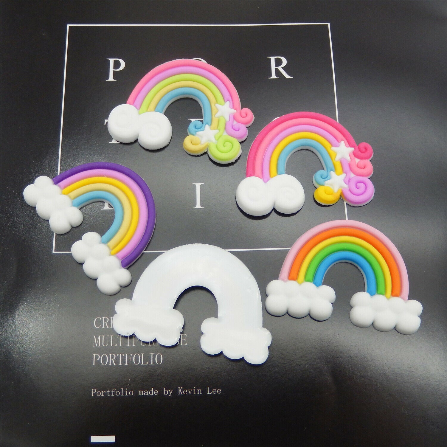 20pcs Random Mixed Polymerclay Rainbow Cloud Flatback Cabochons DIY Accessories