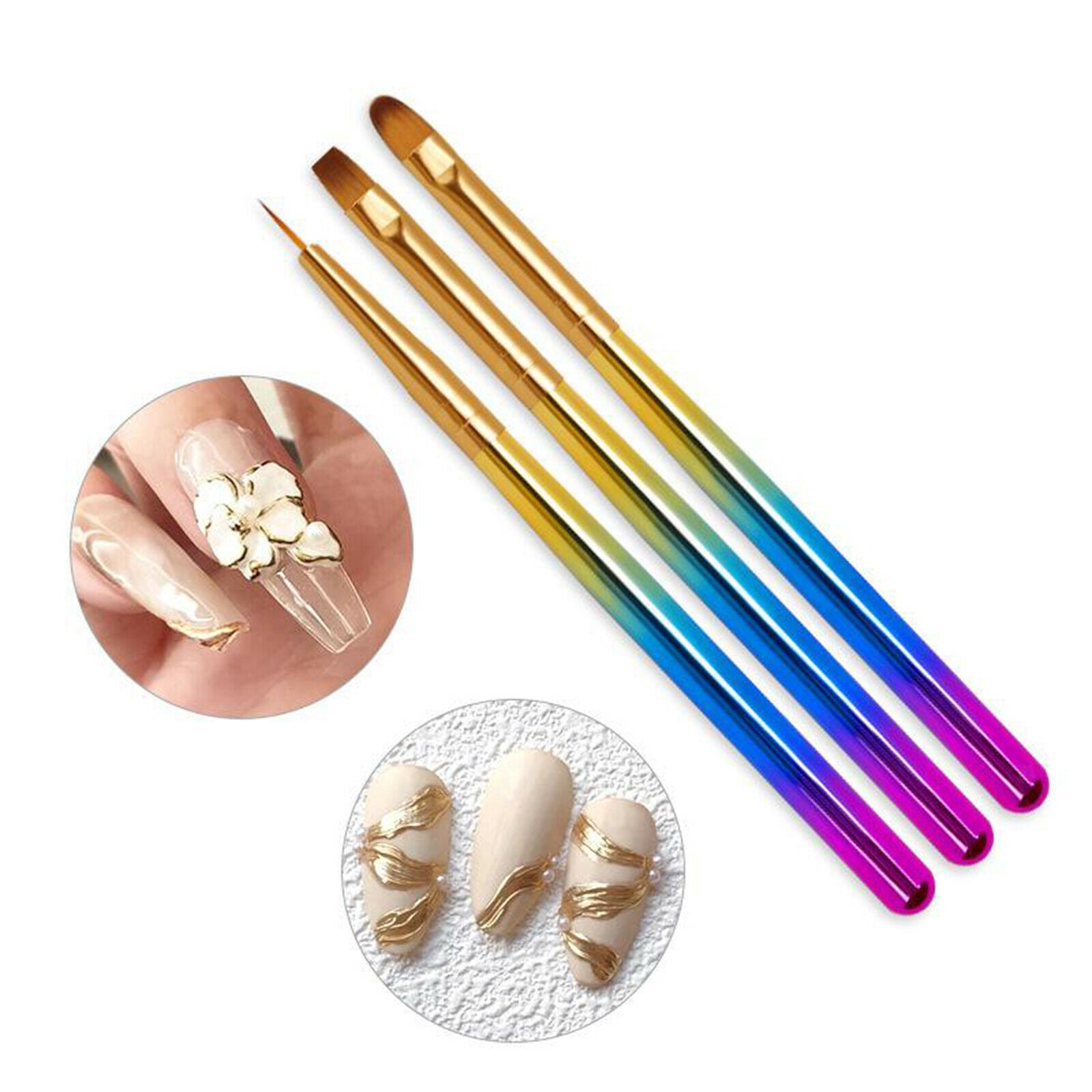 3 Pcs/set Nail Art Brush Set Nail Painting Brushes Nail Art Manicure Tools