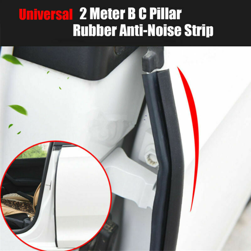 2 Meter B C Pillar Rubber Seal Strip Car Door Anti-Noise Dustproof Sealer Black