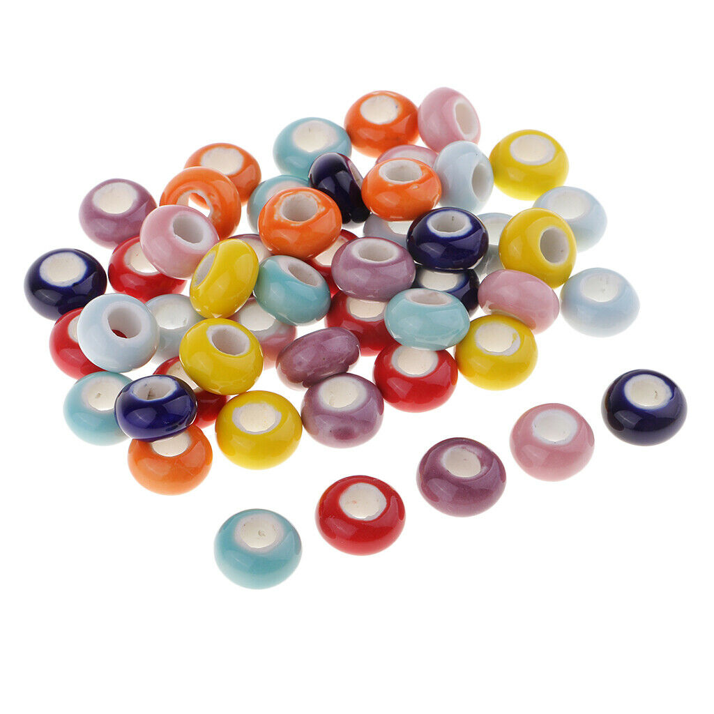 50 Pieces Mixed Colorful Ceramic Beads Loose Beads Jewelry Making