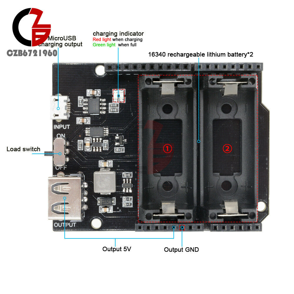 5V ESP8266 ESP32 16340 Battery Shield Power Bank Power Module for Arduino UNO R3