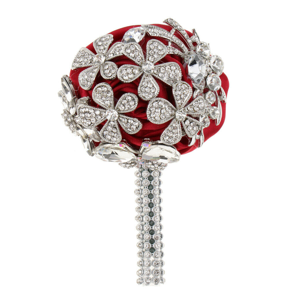 Bride Groom Rhinestone Crystal Corsage Boutonniere Wedding Supplies Wine Red