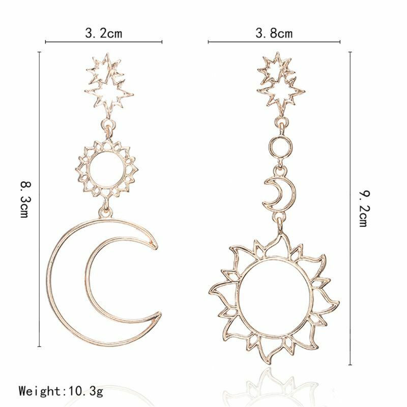 Hollow Star and Moon Drop Dangle Earring Birthday Gift Statement Fashion Jewelry