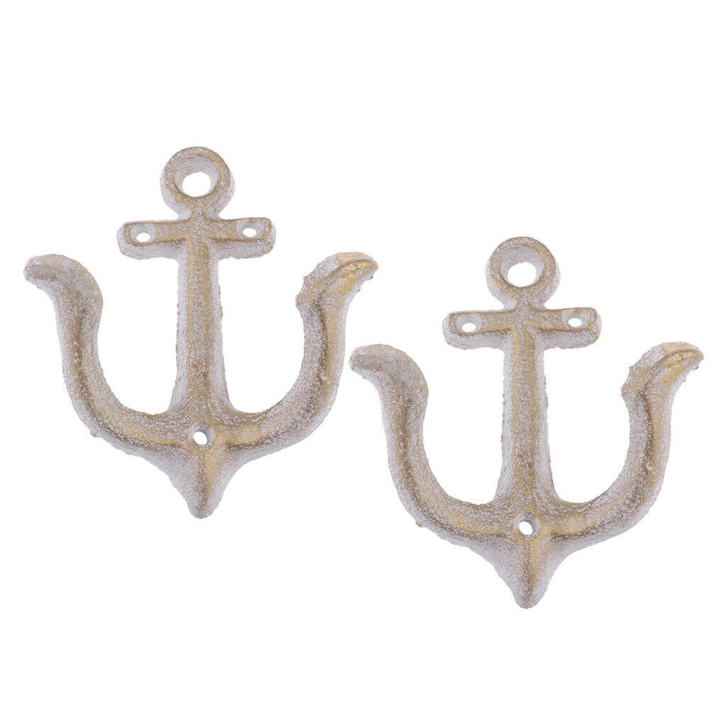 2 Pcs Wall Hook Bathroom Bedroom Heavy Duty Coat Hook Rack Hanger White