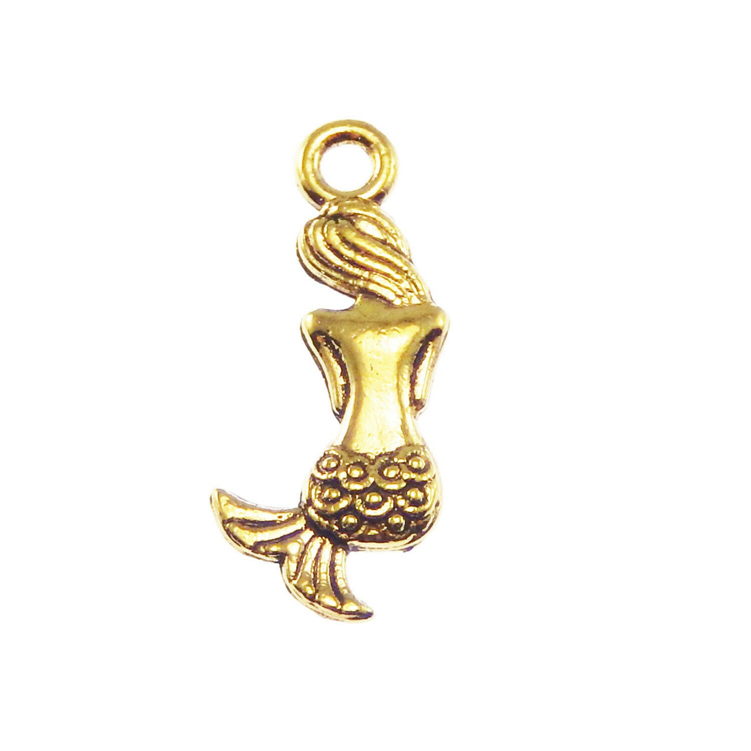 30 pcs Golden Alloy Cute Mermaid Charms Dangles Earring Pendant Findings 20x8 MM