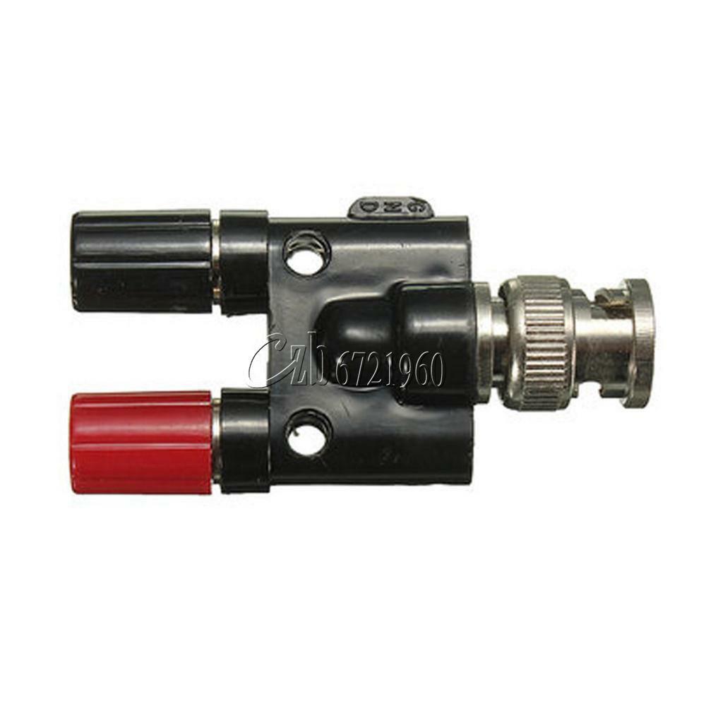 Black+Red BNC Male Plug to Two Dual Banana Jack RF Adapter Connector New