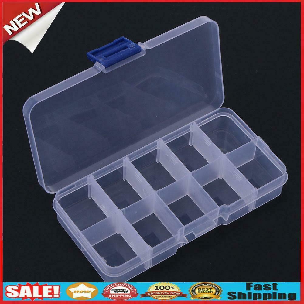 10plaids Detachable Storage Boxes Plastic Transparent Makeup Jewelry Box @