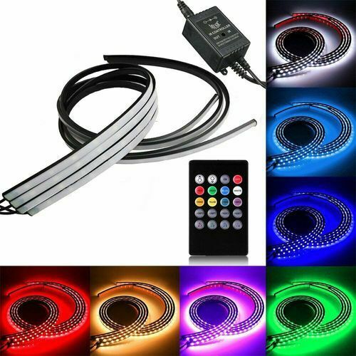 RGB 8 Color Car Truck Underglow Under Body Neon Accent LED Tube Lights Kit 4 Pcs