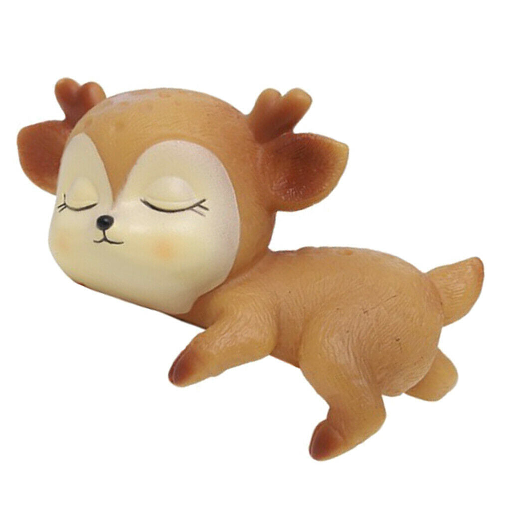 4x Sleeping Deer Baby Car Decoration Cartoon Desktop Silicone Craft DIY Ornament