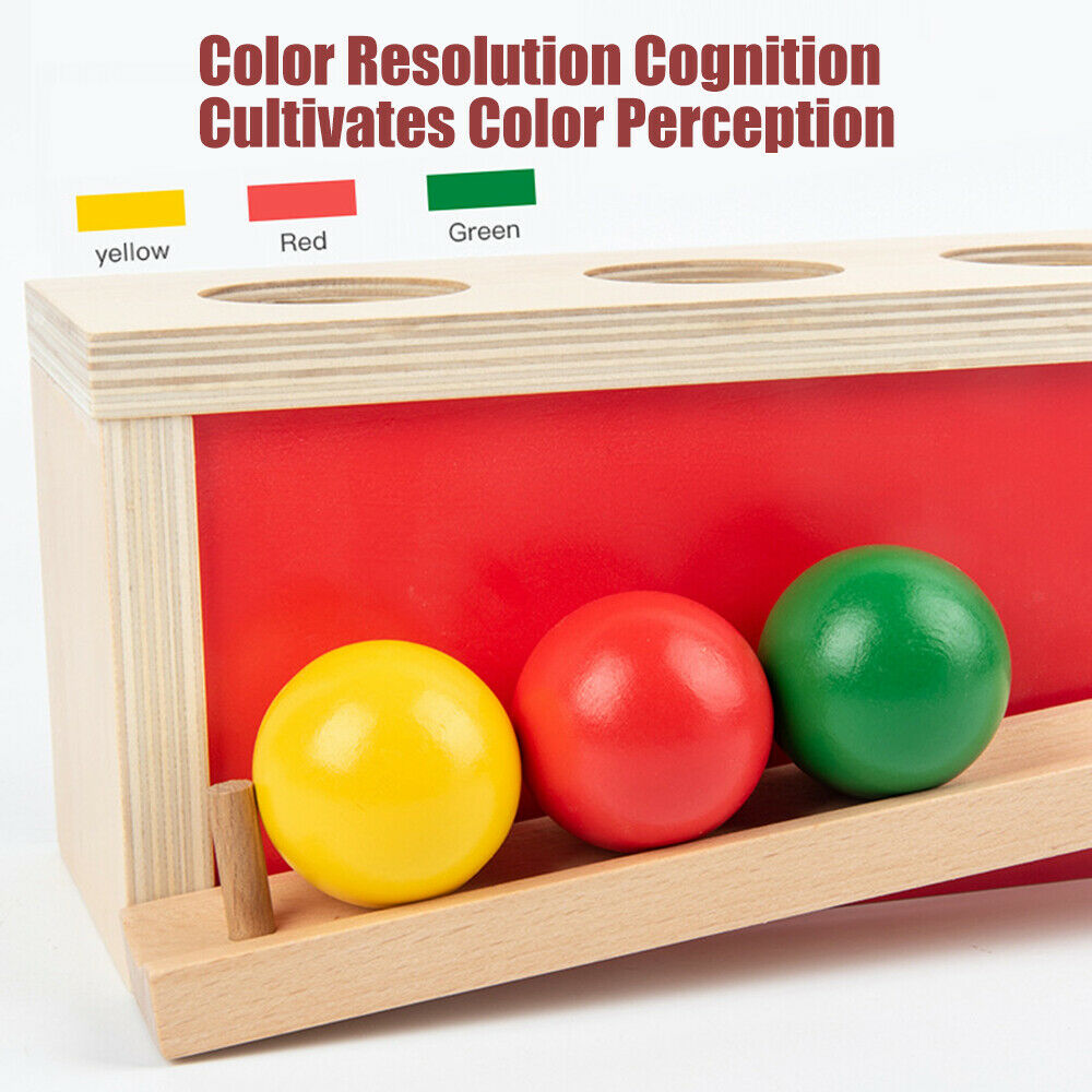 Tri-Colored Wooden Press Ball Developmental Fun Training Toys Birthday Gift