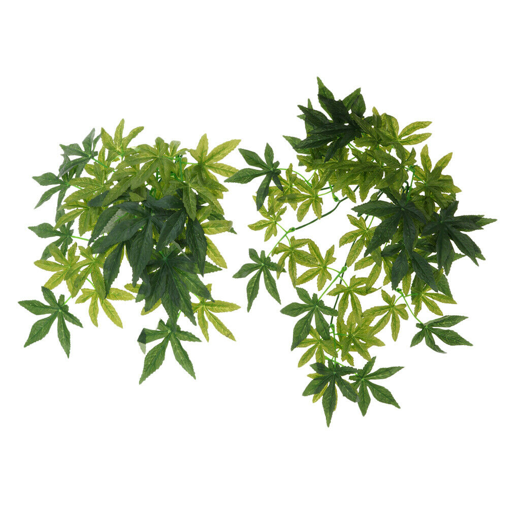 2 Pieces Small Animal Bend a Branch Leaves Ivy Vine Pet Reptile