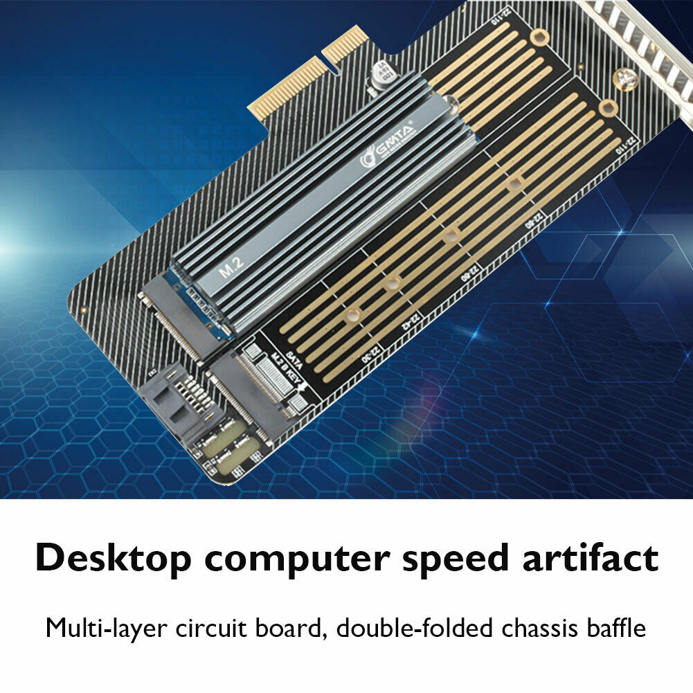 Dual M.2 PCIe Adapter PCI-E 3.0 X4 to M.2 M Key + B Key Expansion Card @
