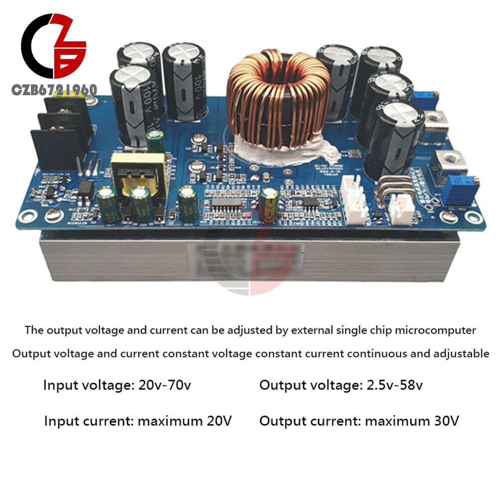 DC-DC Buck Converter Step-Down Power Supply Module in 20-70V Out 2.5-58V 30A