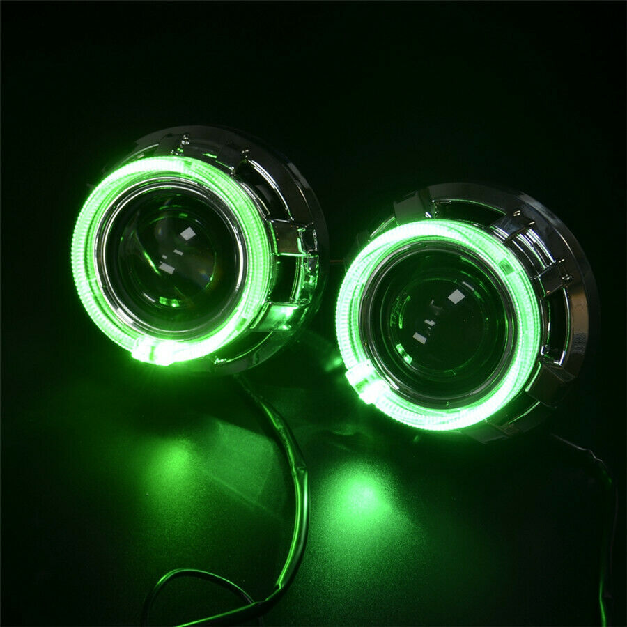 3.0"H1 Bi Xenon Hid Projector Lens Shrouds RGB Angel Eye Halo Ring Bluetooth APP