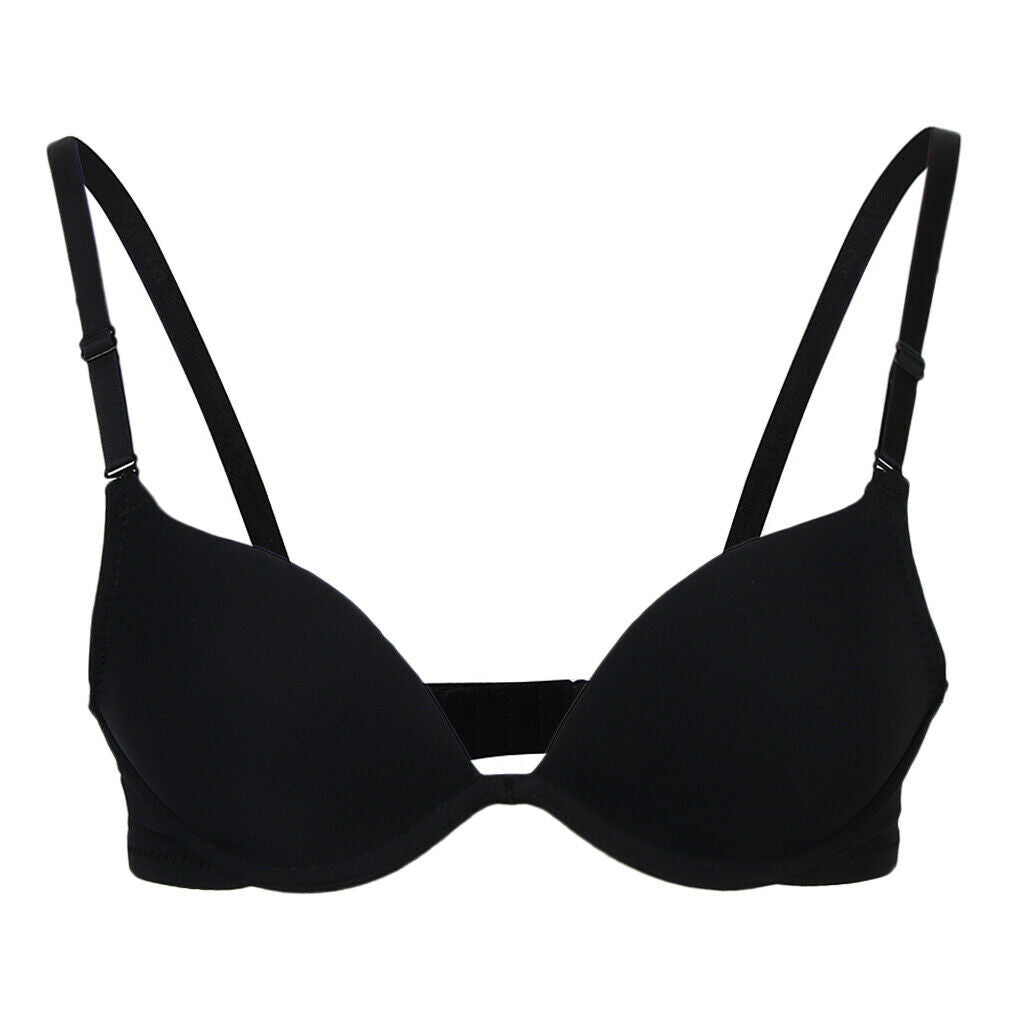 Women's Classic Bra With Underwire T-Shirt Bra Push Up Bra - Black, 32AB