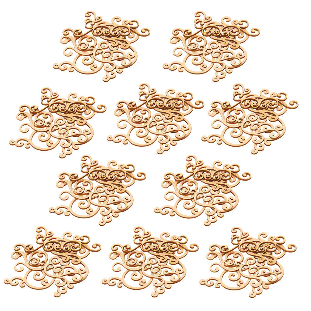 80x DIY Fancy Wood Flourishes Decor Craft Scrapbooking Wood