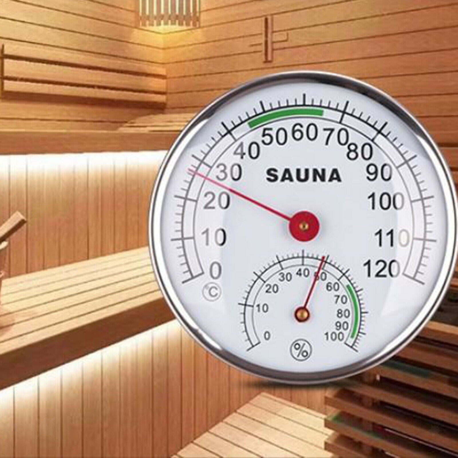 4.9inch Sauna Thermometer and Hygrometer 2 in 1 Wall Hanging for Sauna Room