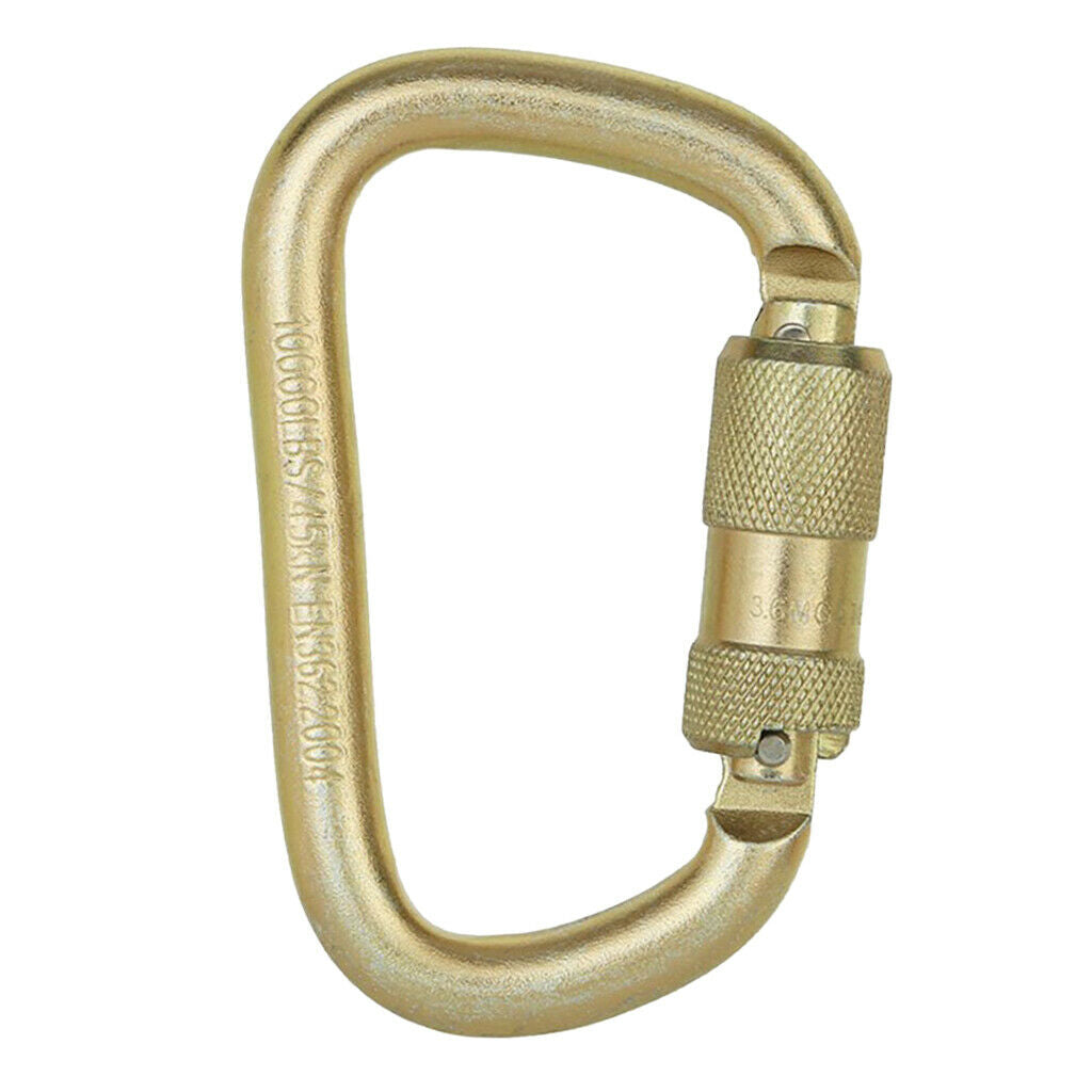 Heavy Duty D Shaped Carabiner Safety Buckle for Outdoor Rock Climbing Golden