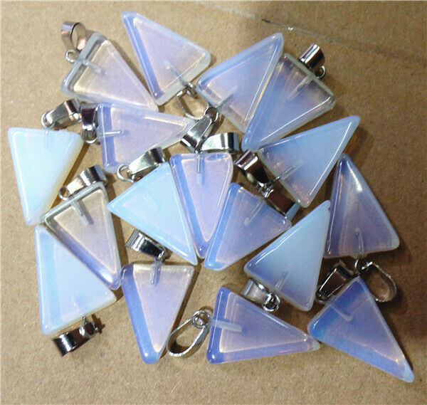 100Pcs 20x15x6mm Wholesale White Opal Triangle Pendant Bead Accessories HH8213
