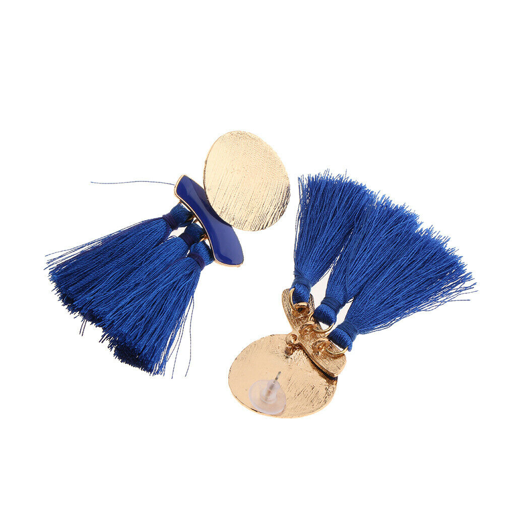 Fashion Statement Tassel Drop Earrings for Women Girl Wedding Bohemian Blue