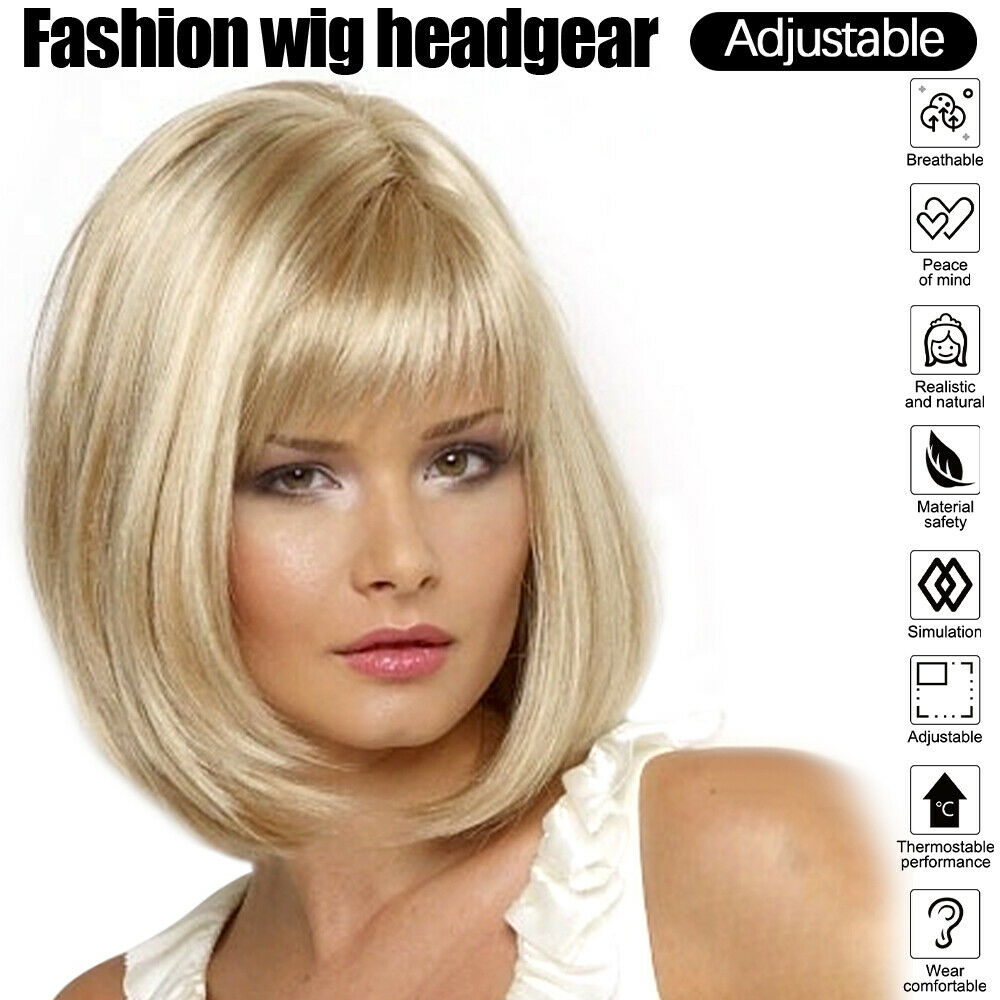 Short Bob Wig Heat Resistant Synthetic Full Wigs Short Straight Bob Hairstyle LI