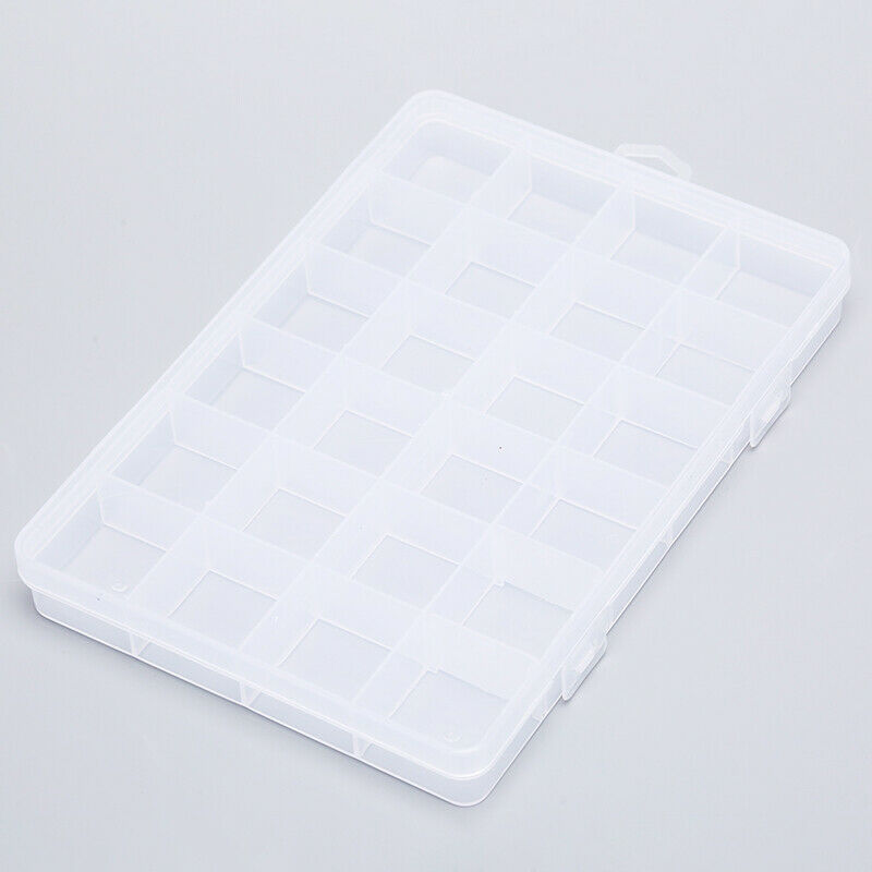 24 Slots Transparent Rectangle Beads Earrings Jewelry Storage Box Case Organi SJ