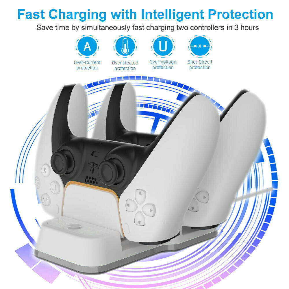 2 Ports Handle Controller Fast Charger Portable Dock LED Indicators Fit for PS5